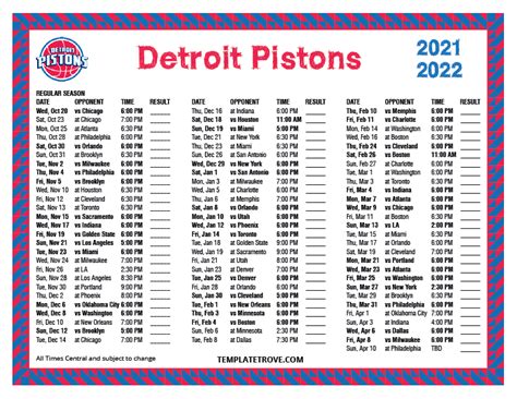 detroit pistons schedule